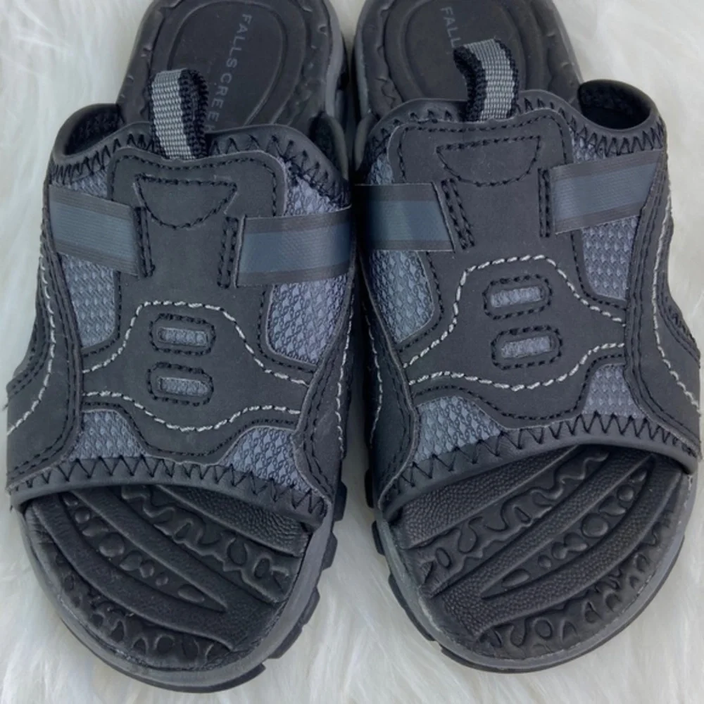Falls Creek Mason Slide Sandals Boys Size 12M Gray and Black